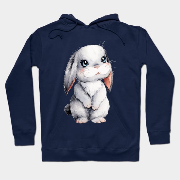Kawaii Grey Bunny with Beautiful Shiny and Curious Eyes Hoodie by mendic